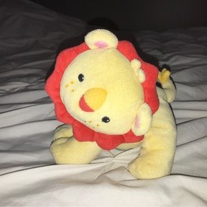 Fisher Price Baby Lion Plush Crinkle Toy Rattle Plush Zoo Animal Yellow Orange